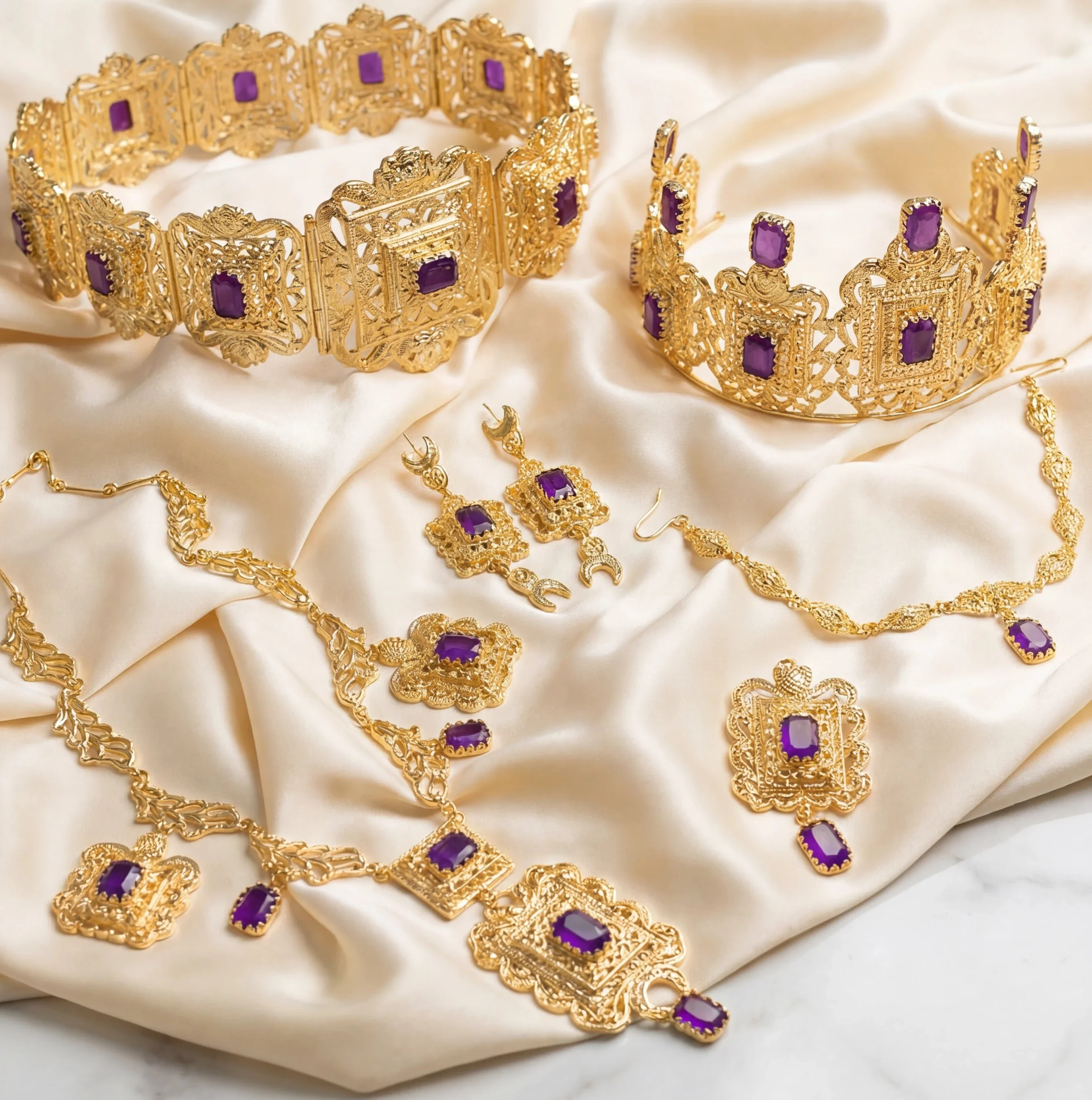 Bridal Accessories Gold/Purple