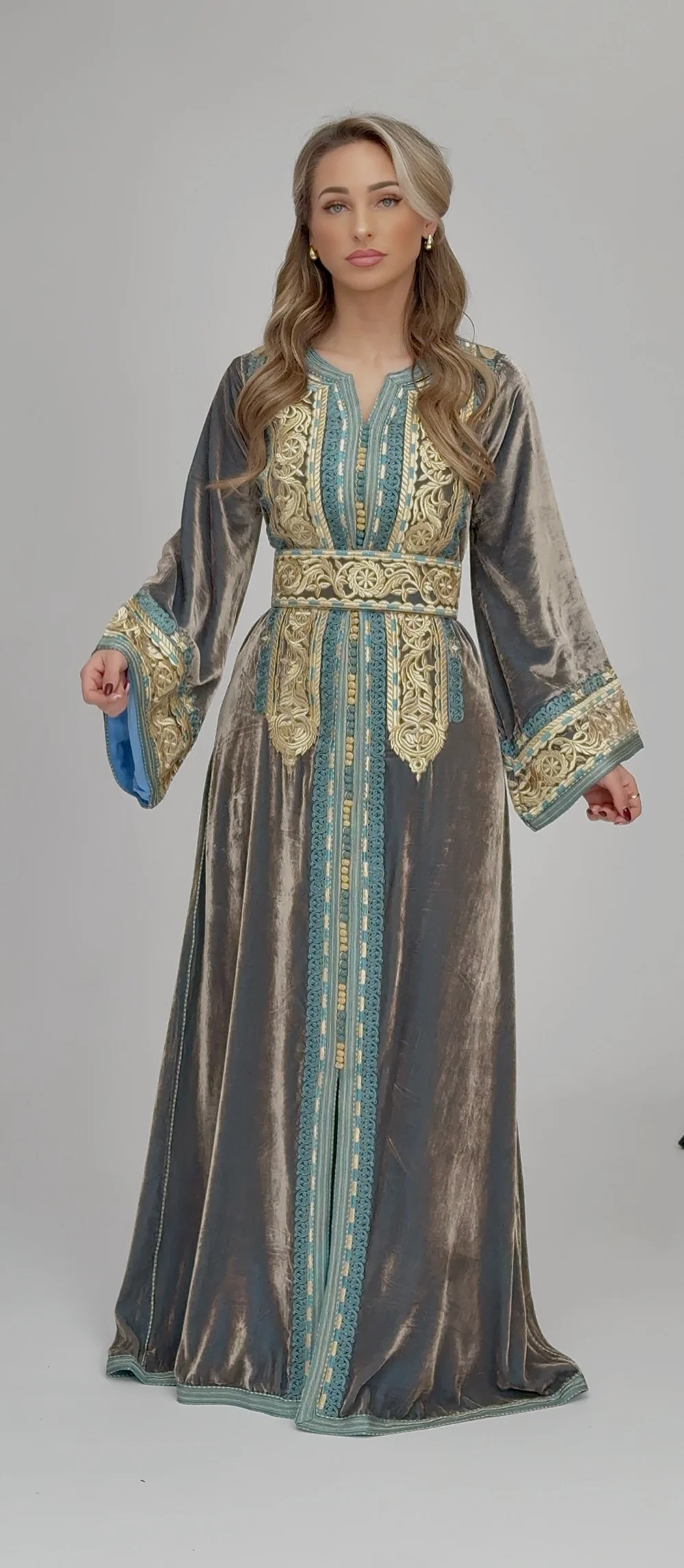 Caftan Fidya Blue/Brown - Image 3
