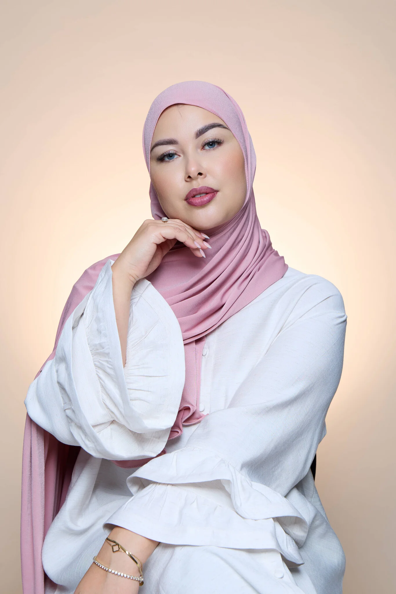 Premium Jersey Hijab Fin - Perzik - Image 2