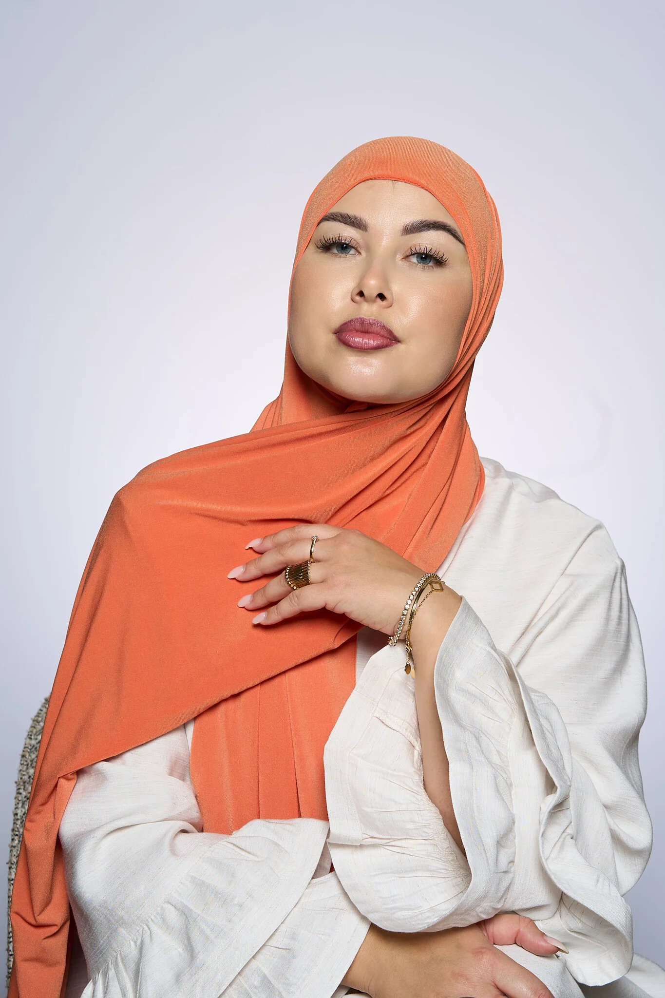 Premium Jersey Hijab Fin - Tangerine - Image 2