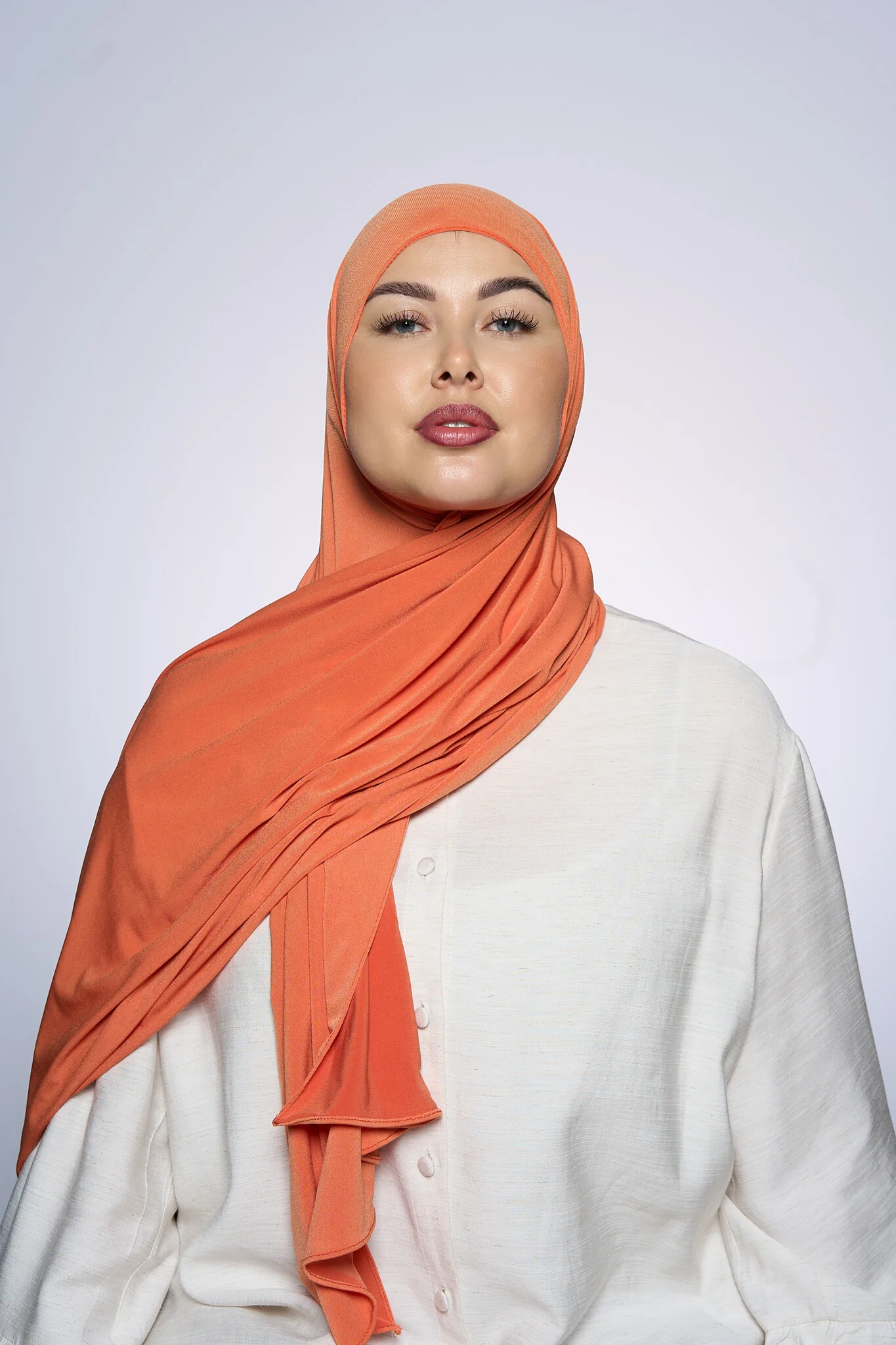 Premium Jersey Hijab Fin - Tangerine - Image 3