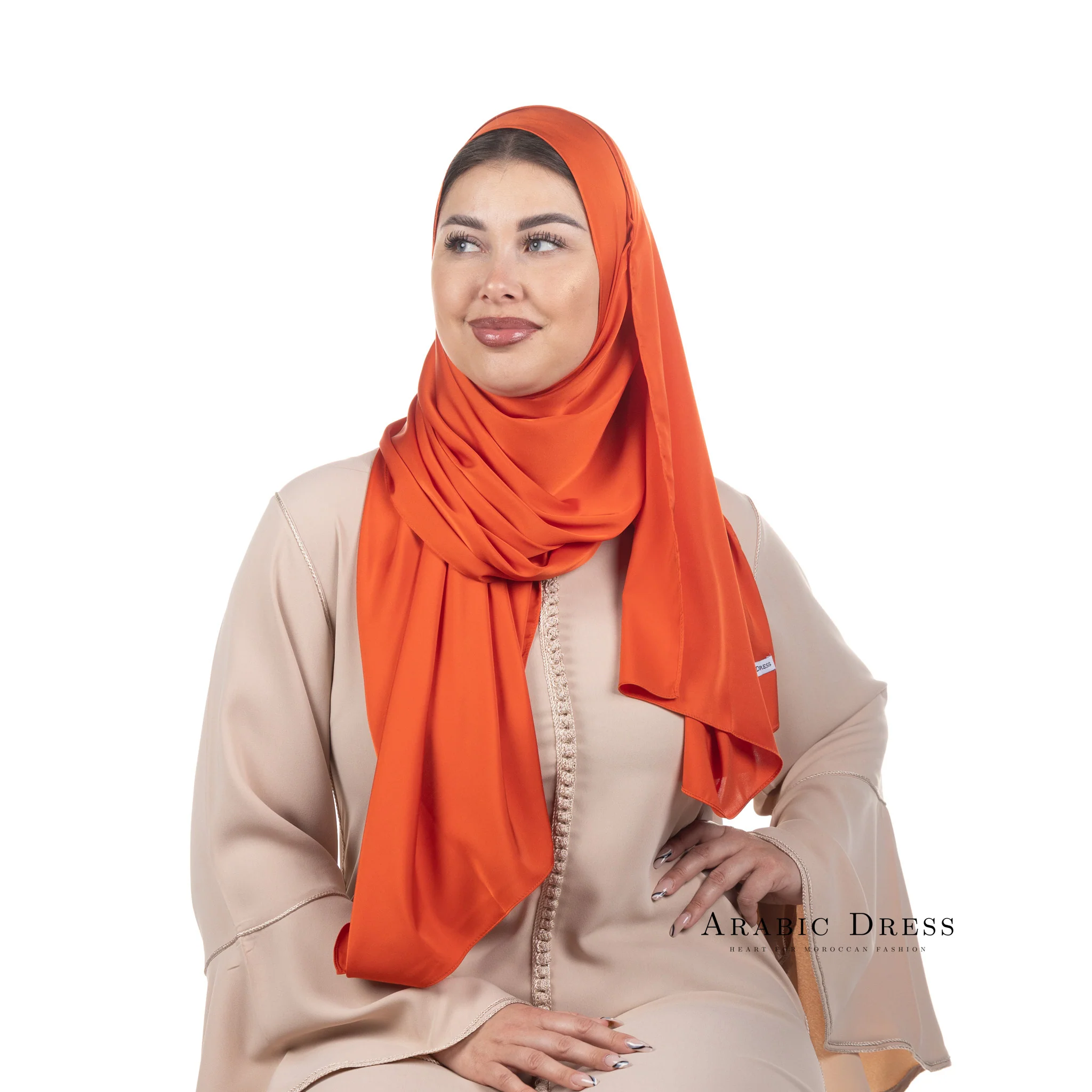 Hijab Lussi Satin Orange - Image 3