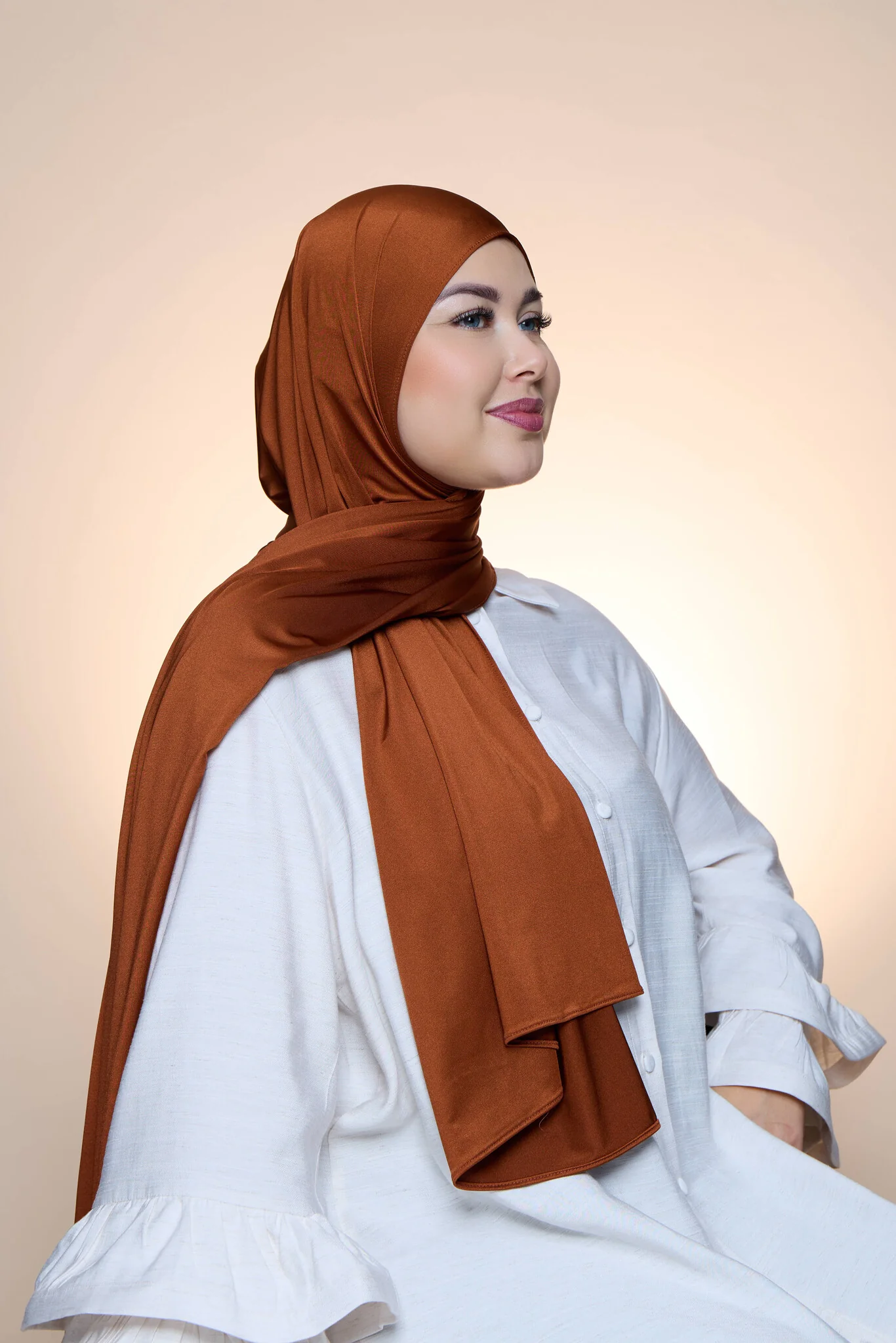 Hijab Premium Satin  Mae  Burnt Orange - Image 3