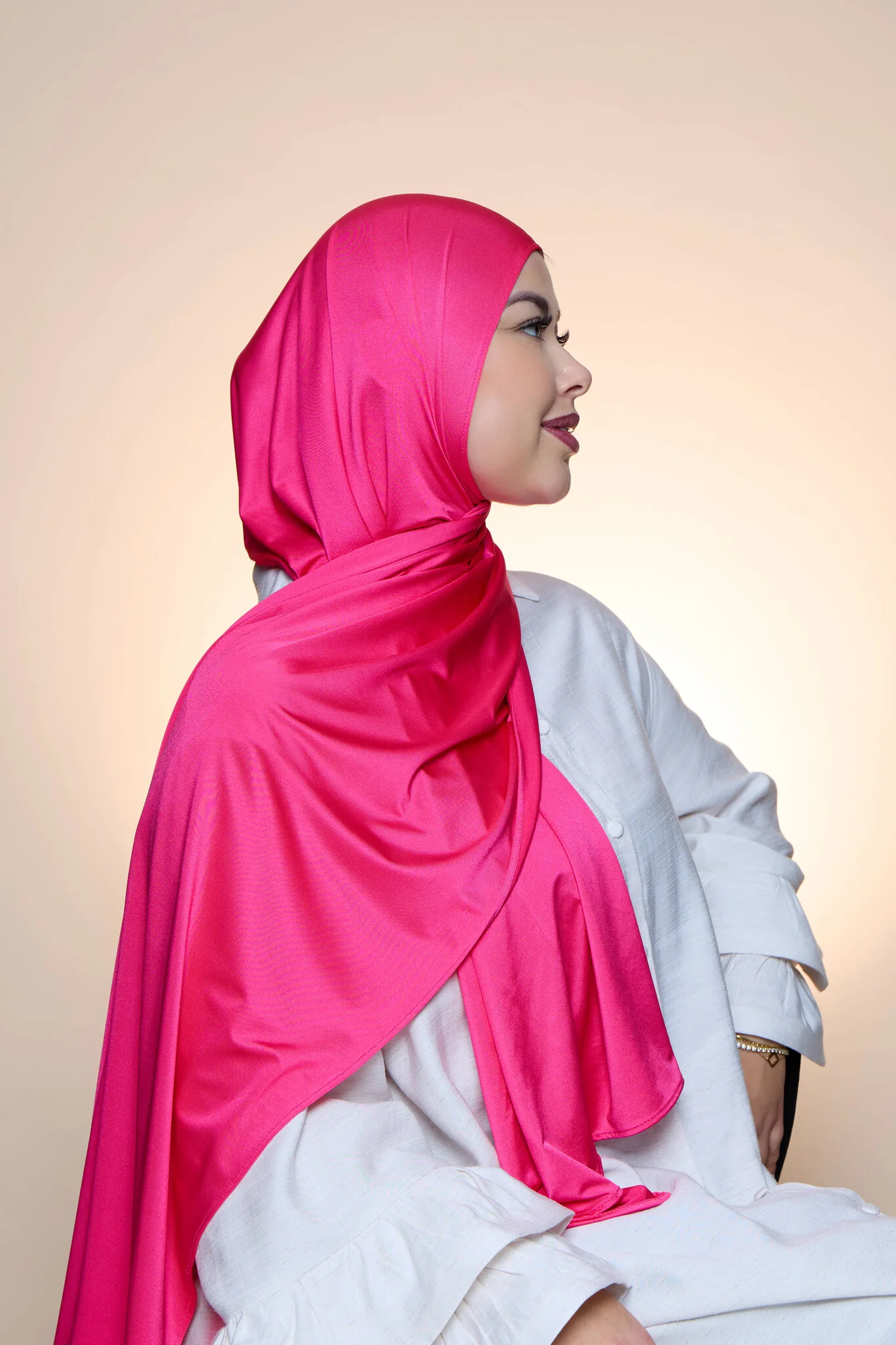 Hijab Premium Satin  Mae  Ruby Pink - Image 3