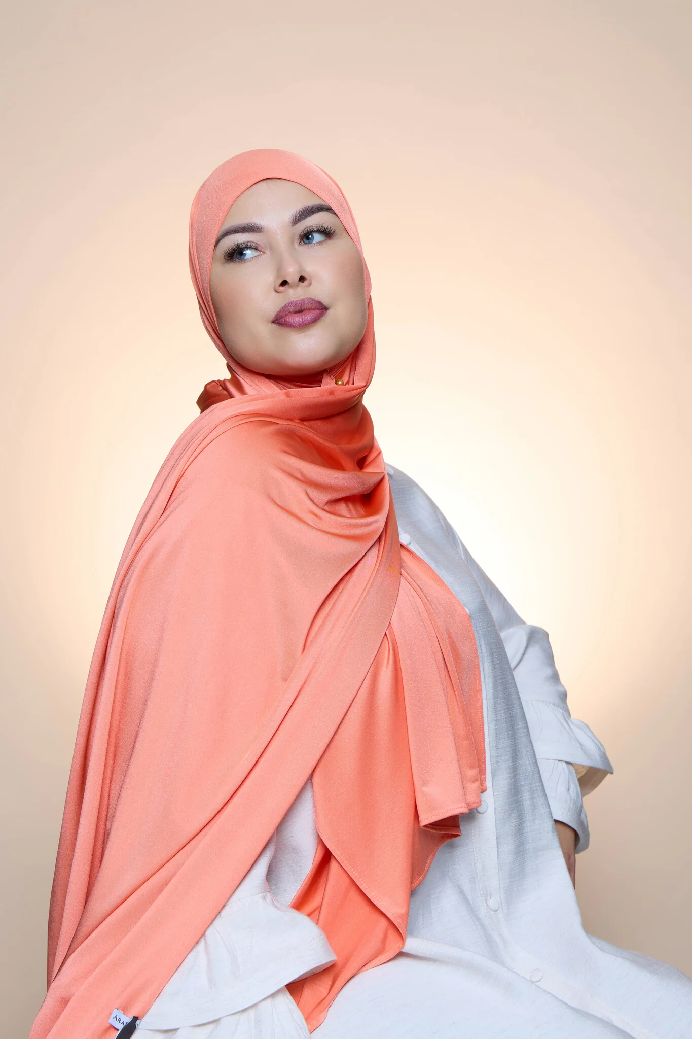 Hijab Premium Satin  Mae Salmon - Image 3