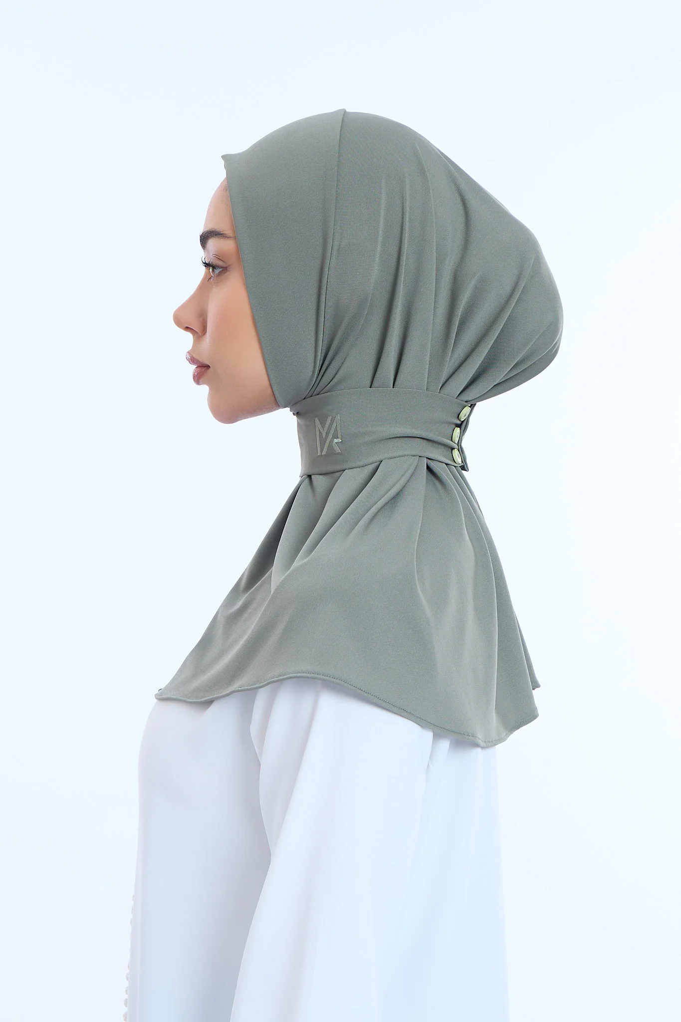 Instant Hijab Premium II Forest Khaki - Image 3