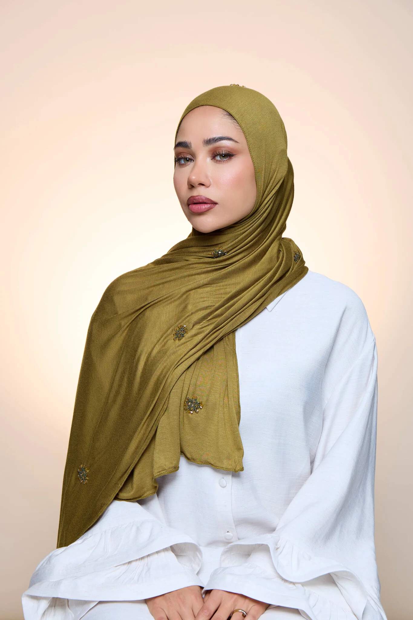 Jersey Hijab Zaya Olive Green - Image 3