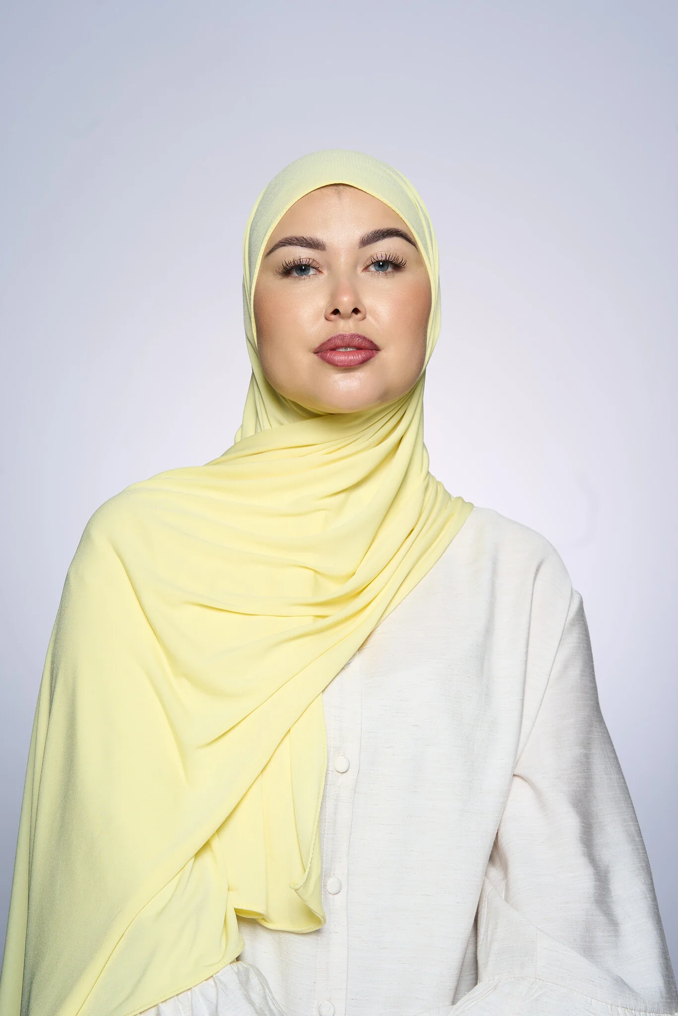 Premium Jersey Hijab Fin - Butter Yellow - Image 3