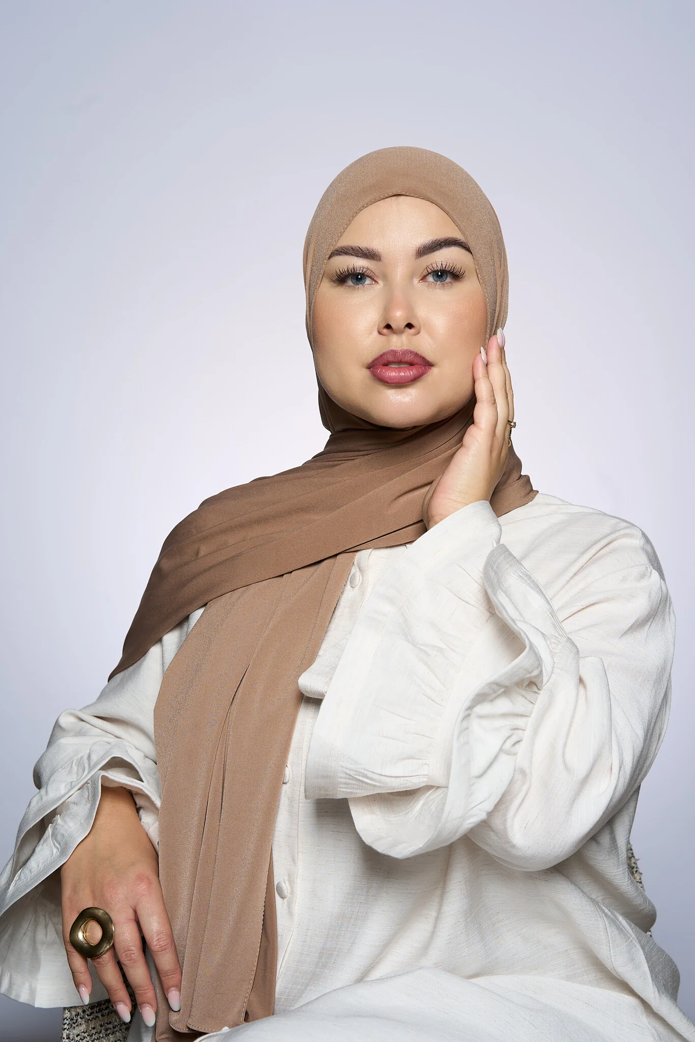 Premium Jersey Hijab Fin -  Cacao - Image 2