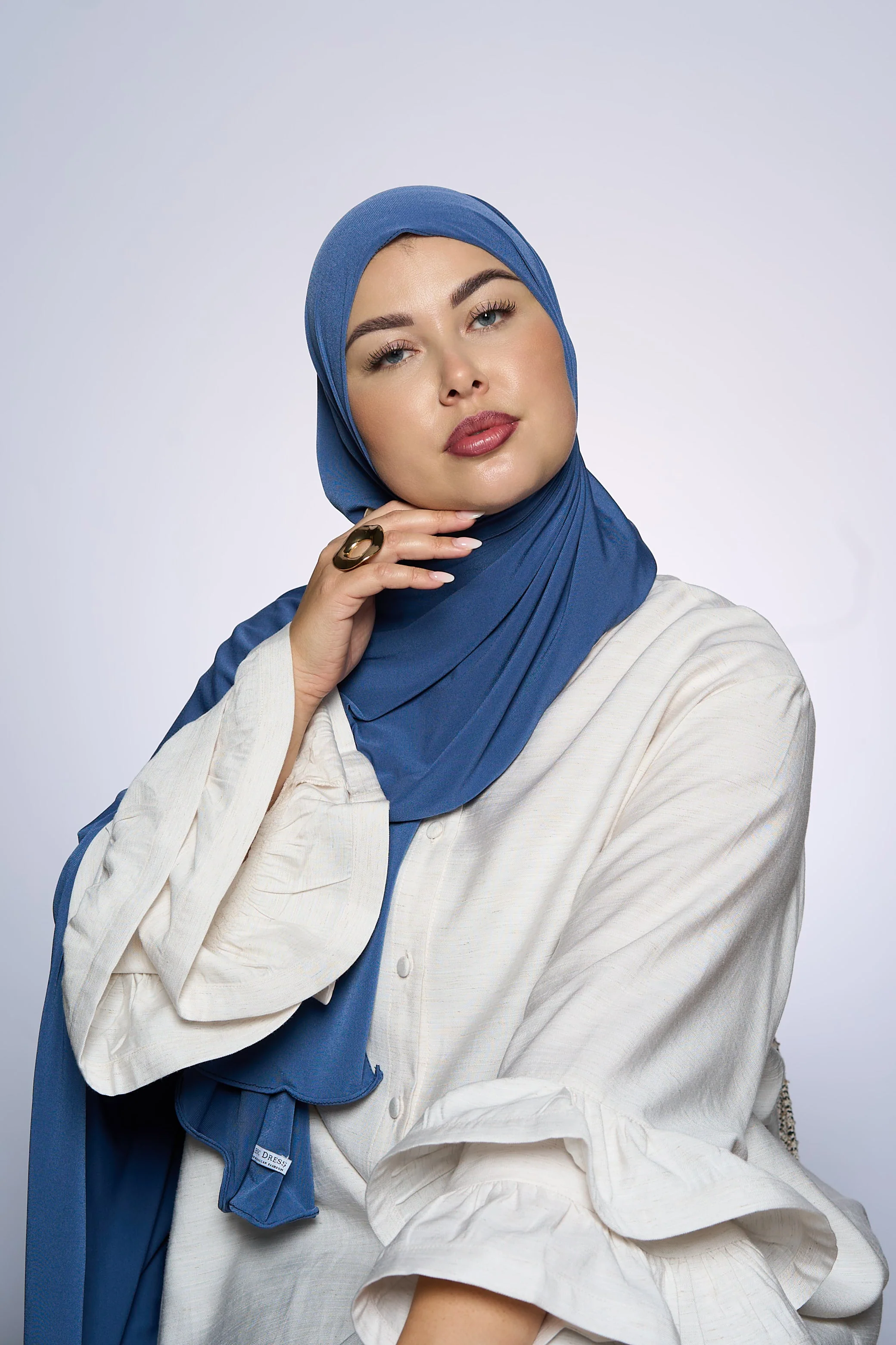 Premium Jersey Hijab Fin -  Dark Olive Gray - Image 3
