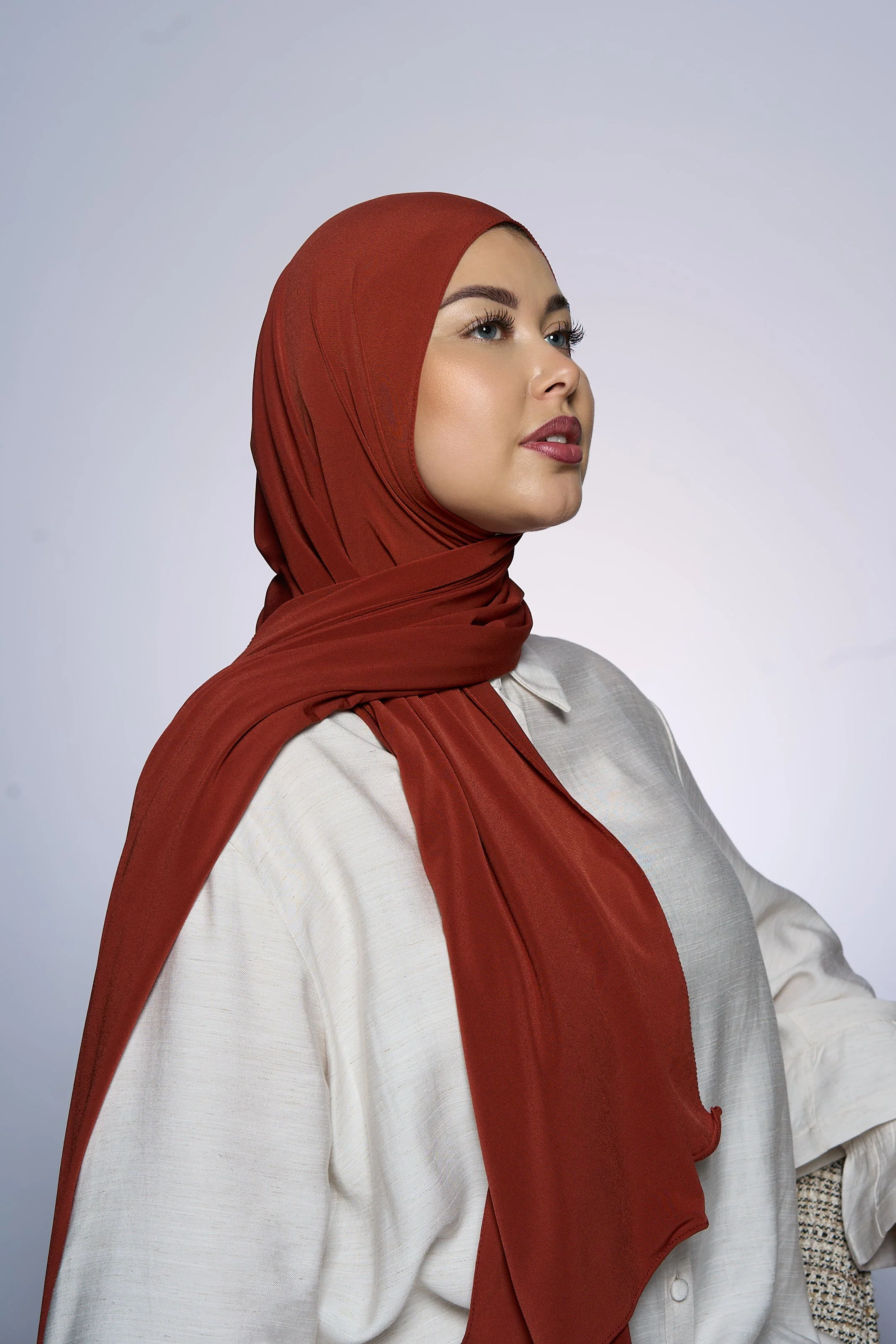 Premium Jersey Hijab Fin - Grape Orange