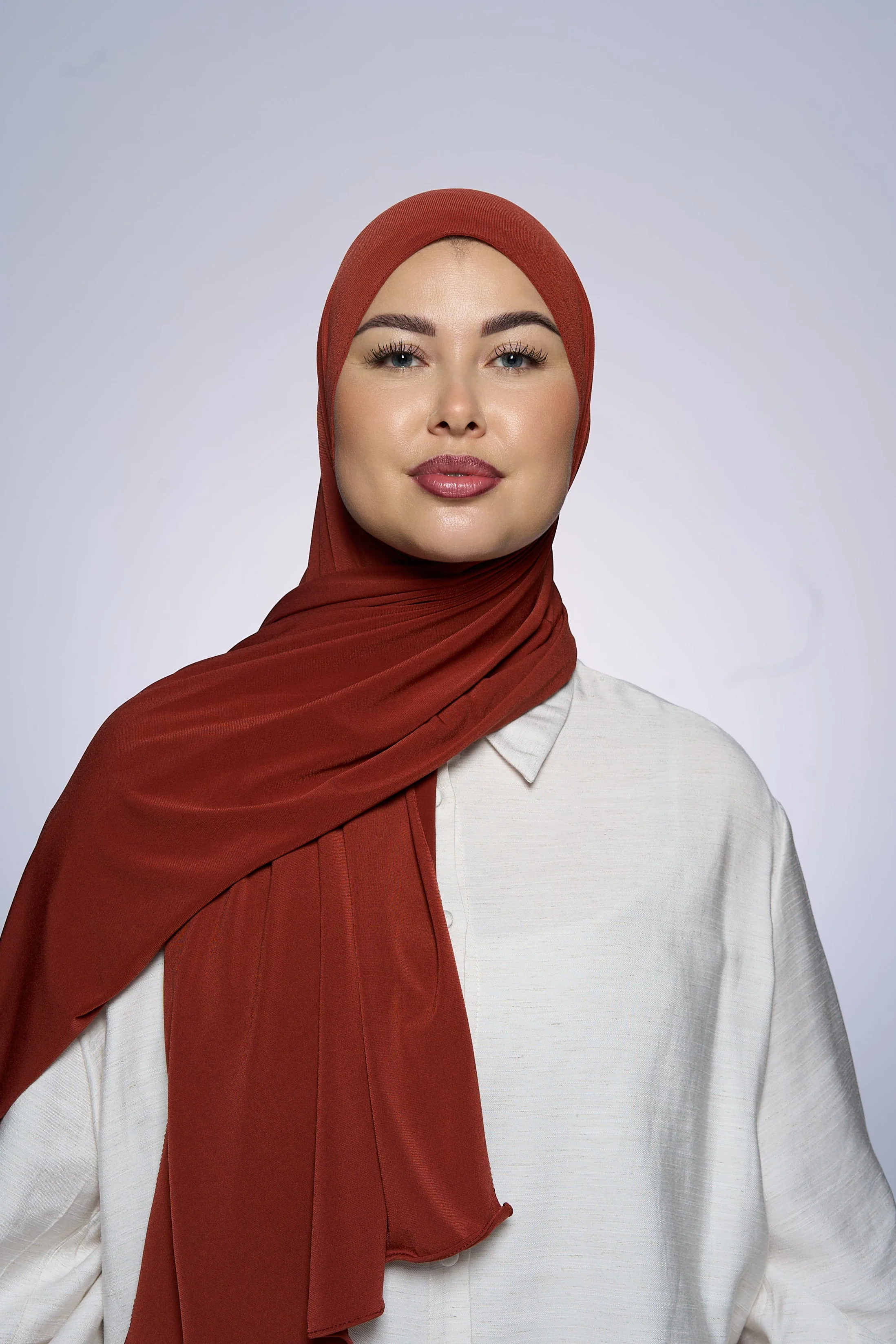 Premium Jersey Hijab Fin - Grape Orange - Image 2