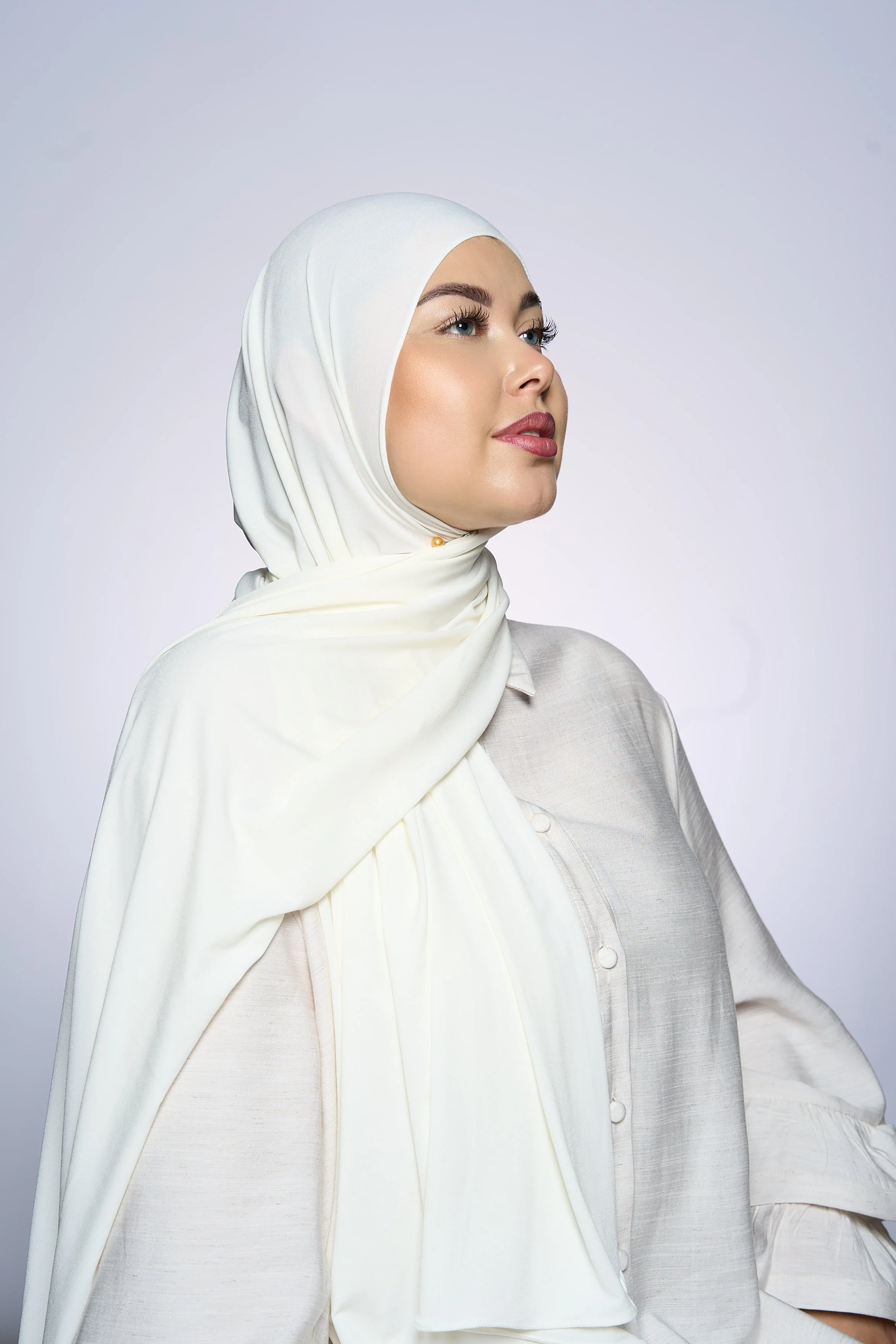 Premium Jersey Hijab Fin -  Ivory