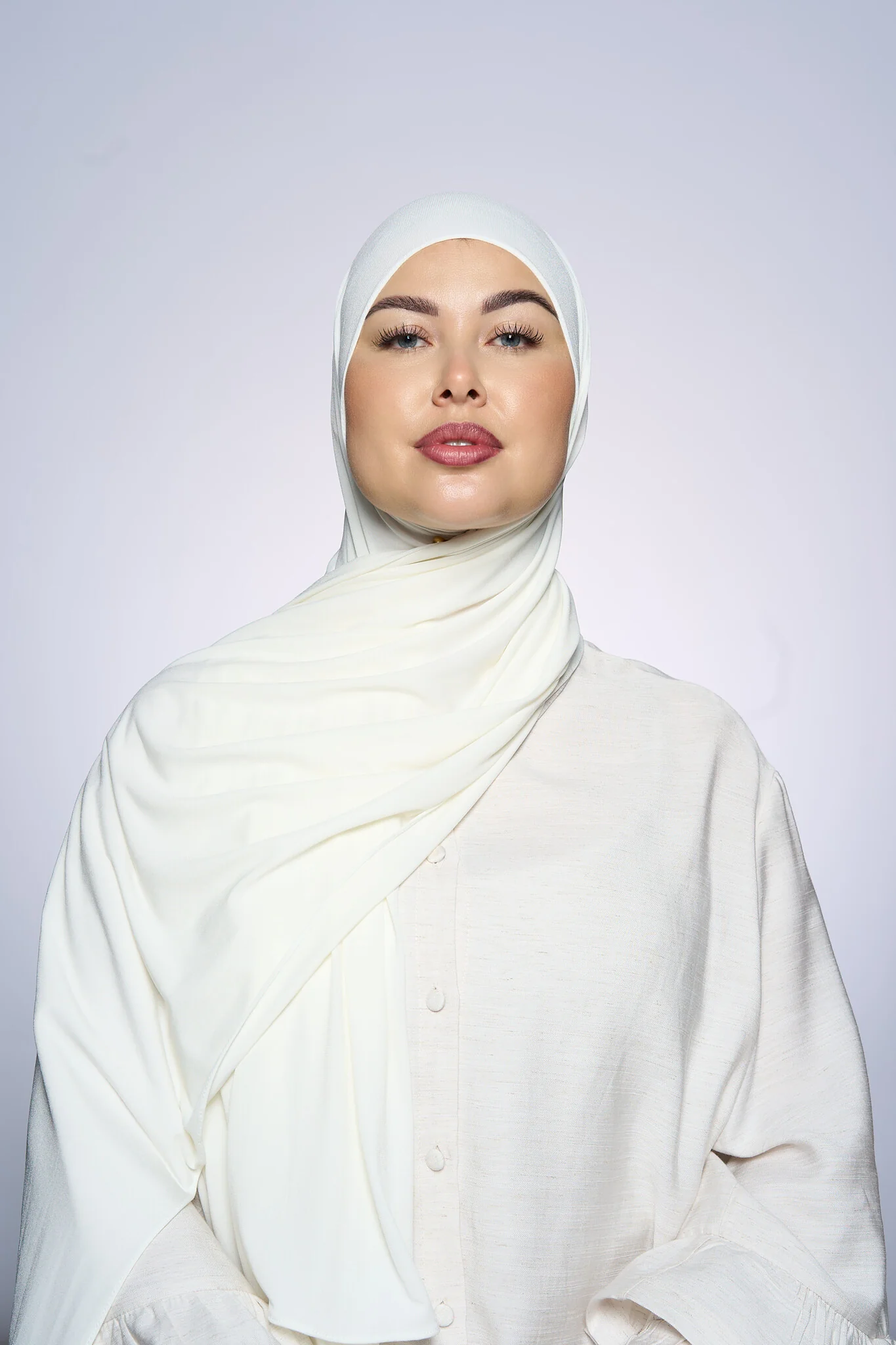 Premium Jersey Hijab Fin -  Ivory - Image 3