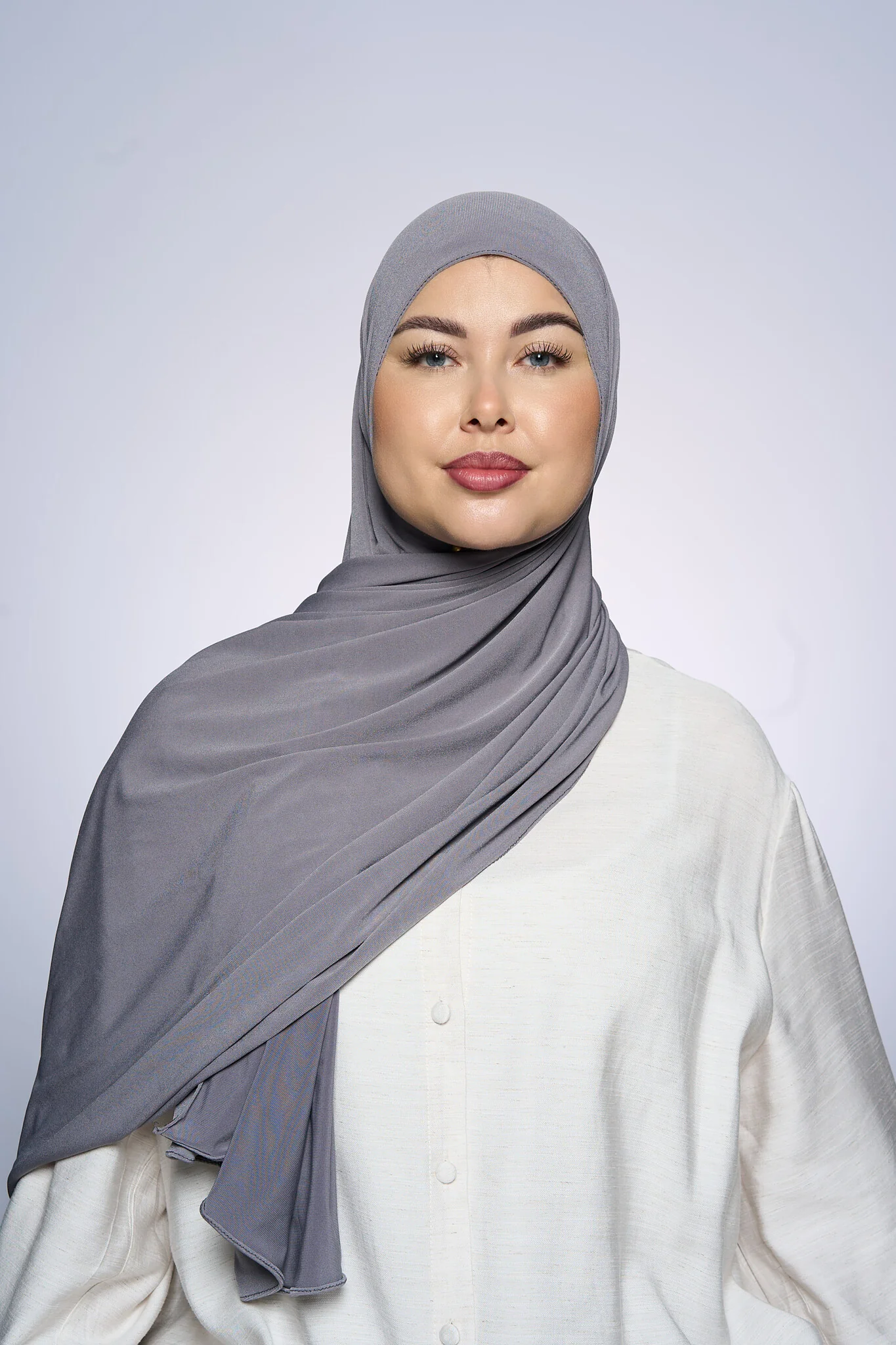Premium Jersey Hijab Fin -  Light Gray