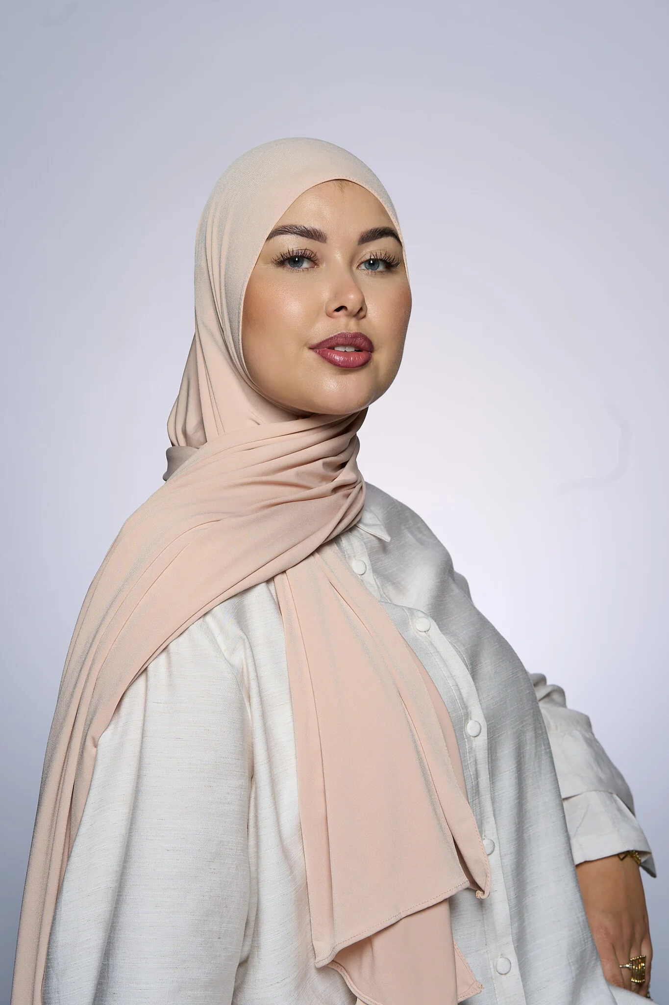 Premium Jersey Hijab Fin - Light Nany - Image 3