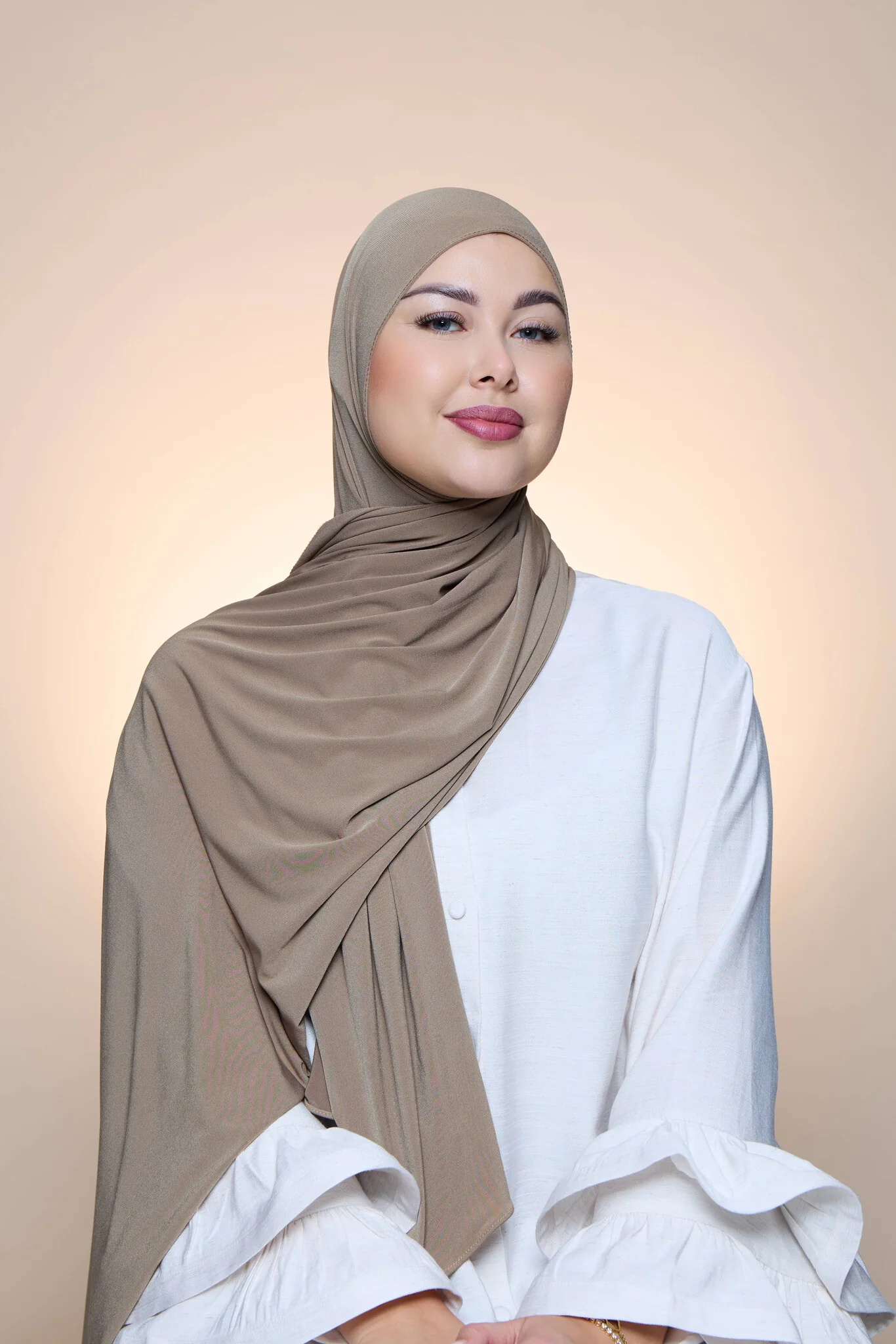 Premium Jersey Hijab Fin -  Light Oyster