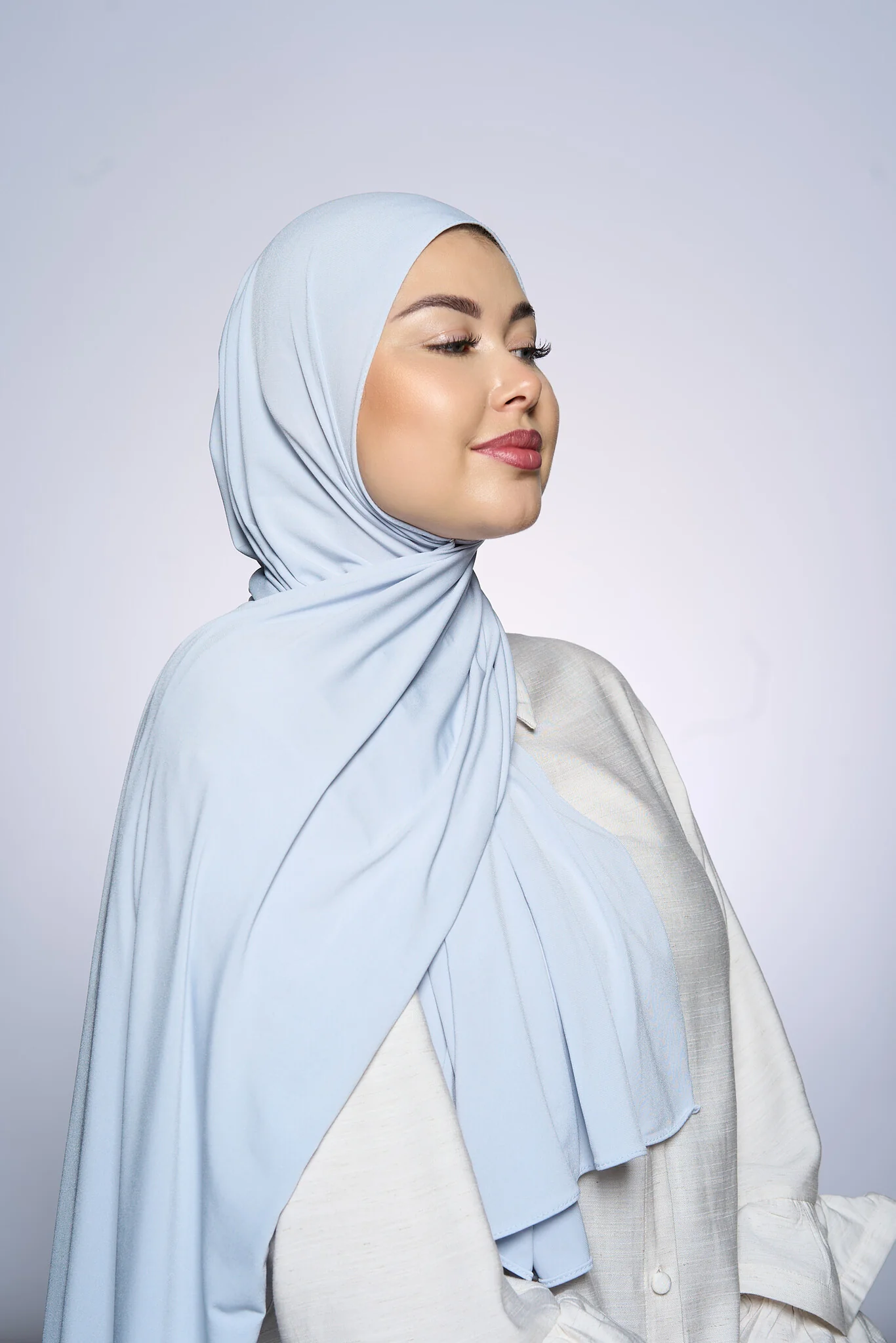 Premium Jersey Hijab Fin -   Light Silver