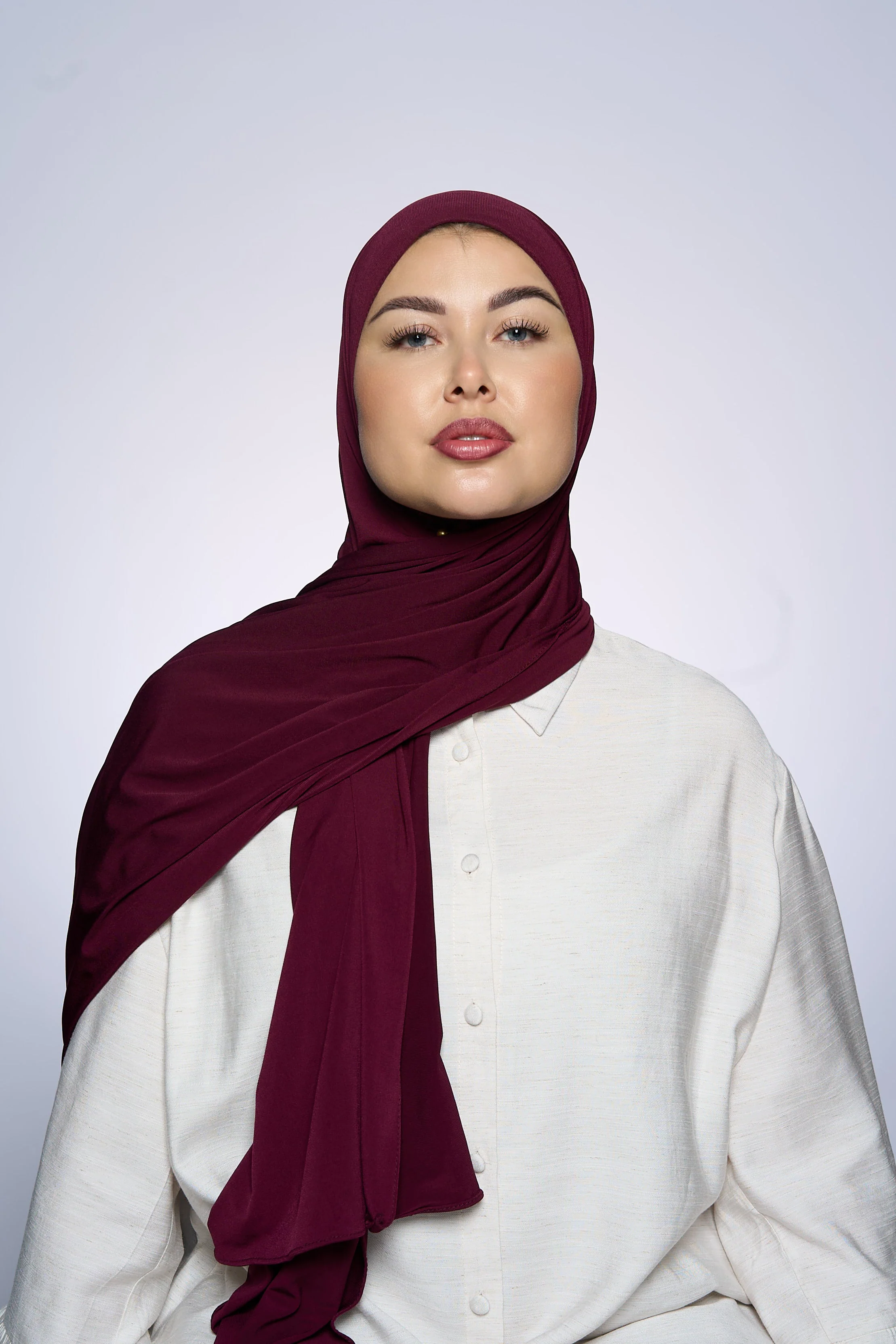 Premium Jersey Hijab Fin - Port Pomegranate - Image 3