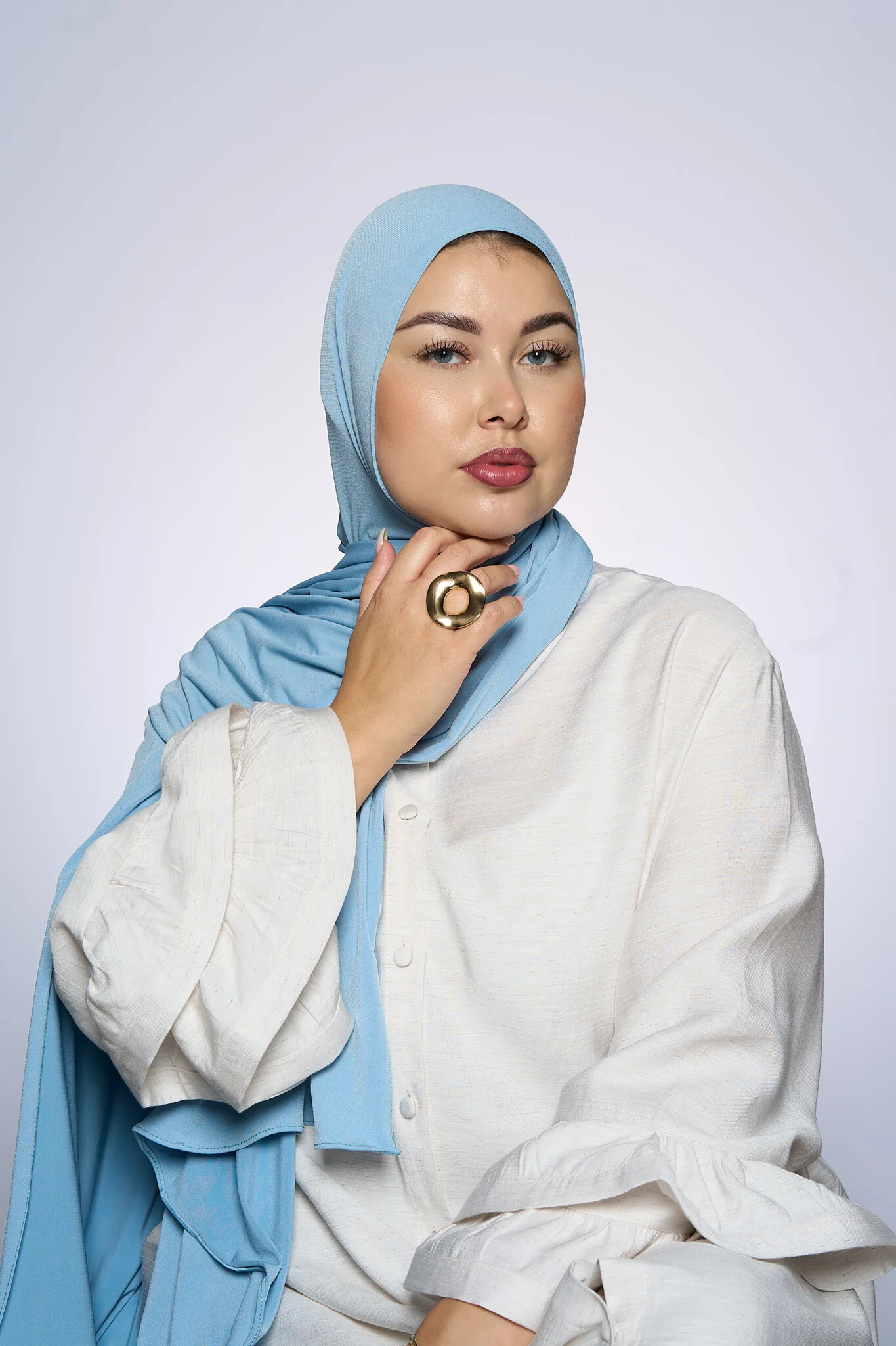 Premium Jersey Hijab Fin -   Sea Gray - Image 2
