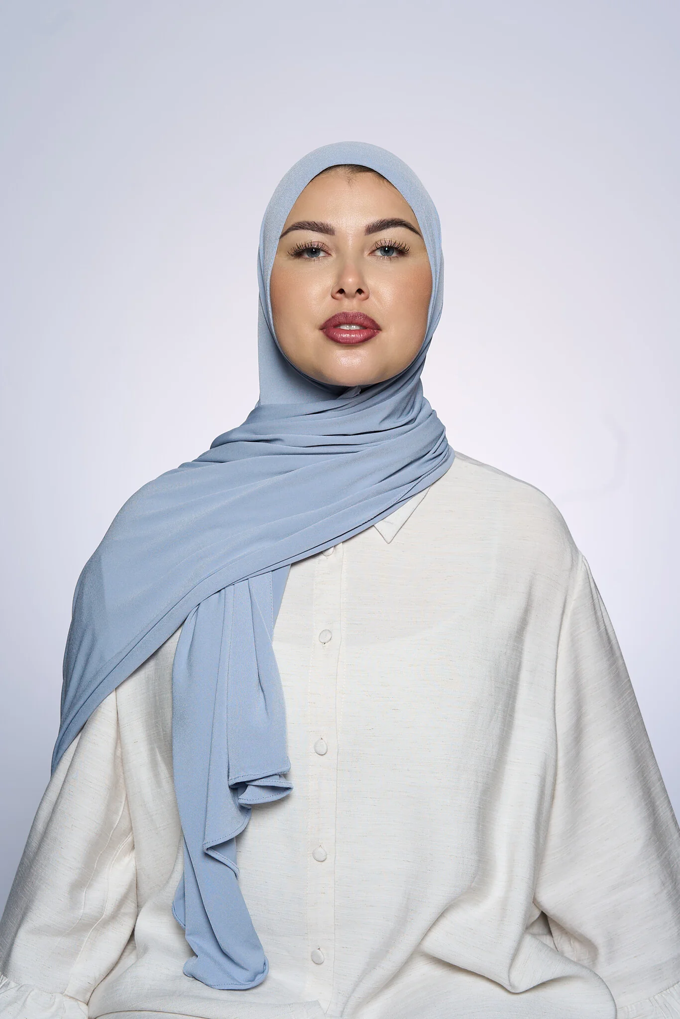 Premium Jersey Hijab Fin -   Silver Gray - Image 3