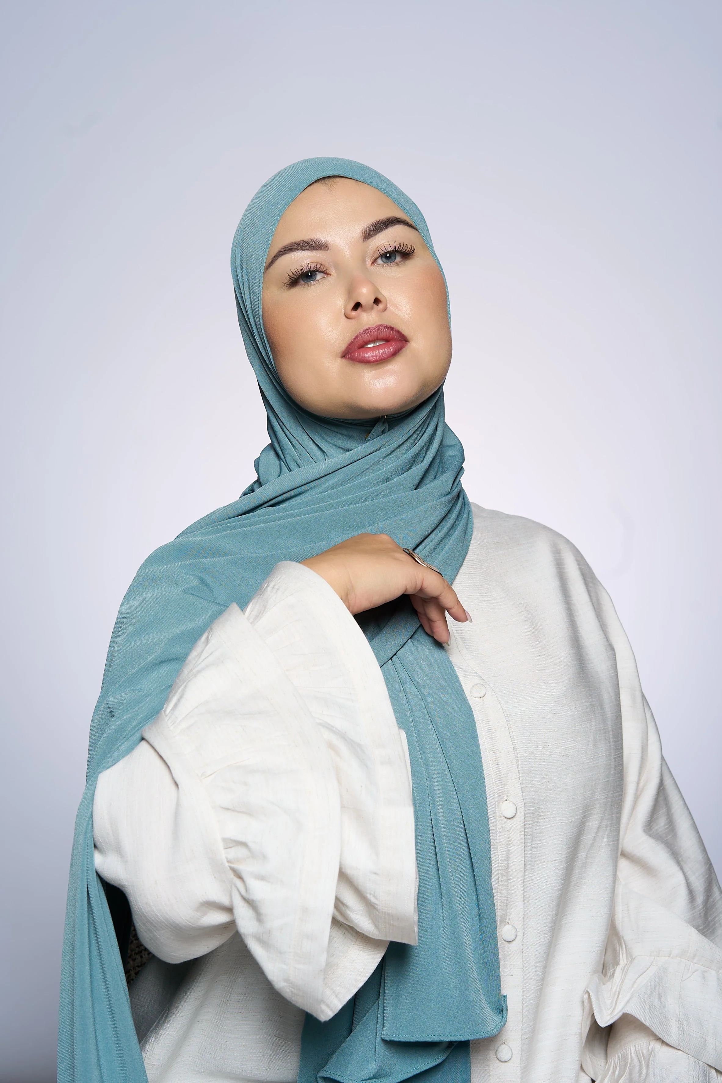 Premium Jersey Hijab Fin -  Stone - Image 2