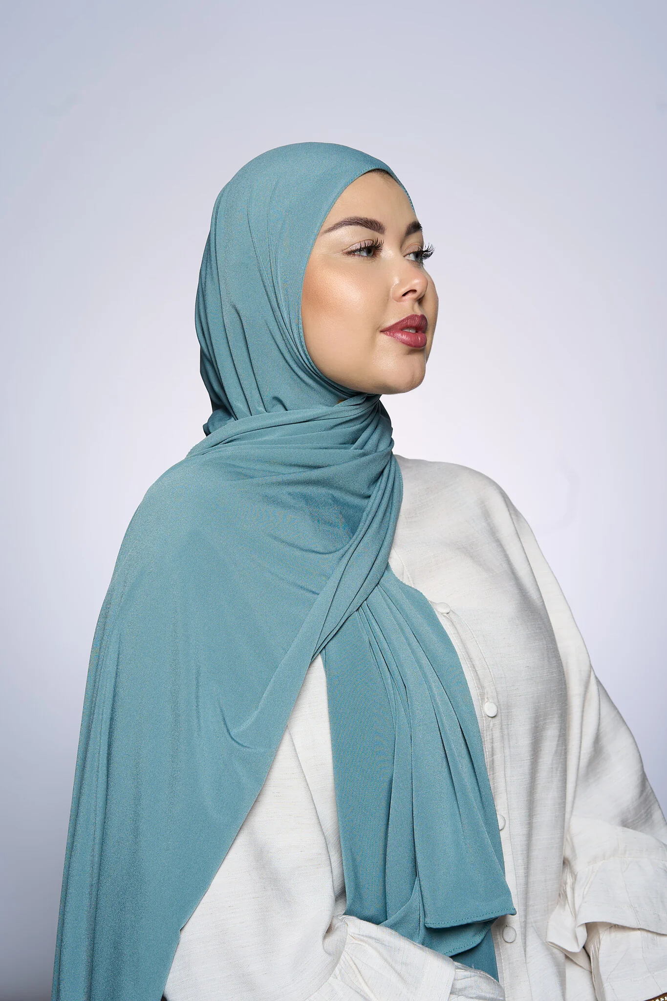 Premium Jersey Hijab Fin -  Stone - Image 3